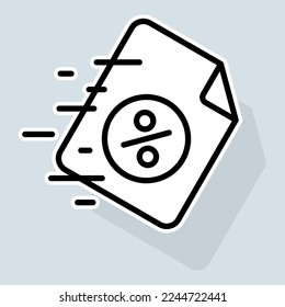 Discount line icon. Annual, banking system, agreement, discount, loan, cashback, calculator, earnings, time, deposit, file. Money concept. Vector sticker line icon on white background