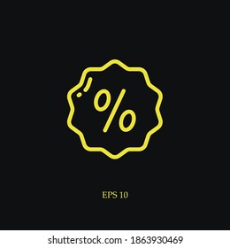 discount line icon, outline vector illustration.