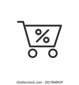 Discount line icon, sign or symbol. Premium pictogram in trendy outline style. Discount pixel perfect vector icon isolated on a white background.