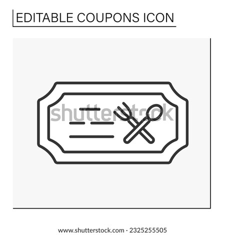  Discount line icon.Certificate for free dinner in cafe. Loyalty program. Present for clients. Coupon concept. Isolated vector illustration. Editable stroke