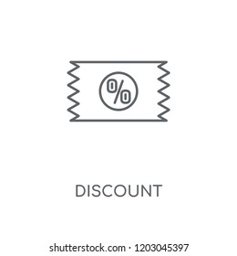Discount linear icon. Discount concept stroke symbol design. Thin graphic elements vector illustration, outline pattern on a white background, eps 10.