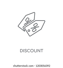 Discount linear icon. Discount concept stroke symbol design. Thin graphic elements vector illustration, outline pattern on a white background, eps 10.
