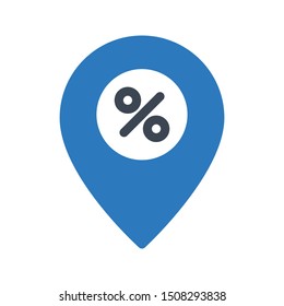 discount location glyph colour vector icon