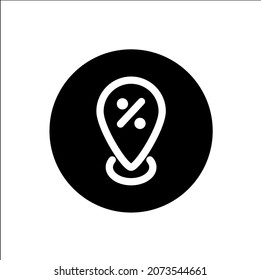 Icono de ubicación de descuento, estilo de glifo vector simple