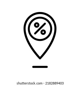 discount location, map pin with discount symbol vector icon