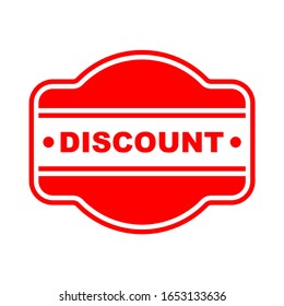 discount logo icon vector with red and white and white background for sales ads, stickers, banners, posters, x banners, and others