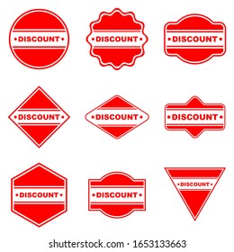 discount logo icon vector with red and white and white background for sales ads, stickers, banners, posters, x banners, and others