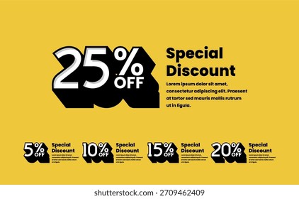 Discount Logotype Set 5 10 15 20 25 Percent Off Bold Pop Sale Pack