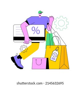 Discount and loyalty card abstract concept vector illustration. Loyalty program and customer service, retail reward card, collecting points, frequent client, discount price abstract metaphor.