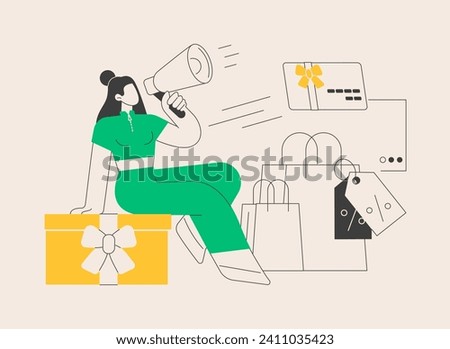 Discount and loyalty card abstract concept vector illustration. Loyalty program and customer service, retail reward card, collecting points, frequent client, discount price abstract metaphor.