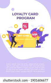 Discount, Loyalty card program and customer service. Vector illustration.