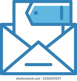 Icono azul del correo de descuento - Icono único, vector