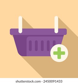 Discount market basket icon flat vector. Sale cash credit. Online store market