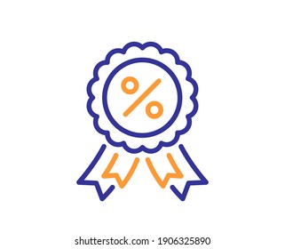 Discount medal line icon. Sale offer sign. Promotion price award symbol. Quality design element. Line style discount medal icon. Editable stroke. Vector