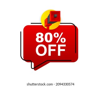 Discount Megaphone red vector banner. Sale special offer price sign. Save 80 percentages. Vector illustration.