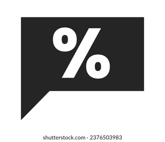 Discount message bubble black and white 2D line cartoon price tag. Isolated vector outline sticker sale holiday. Percent messenger bubble monochromatic flat spot illustration, retail promotion label