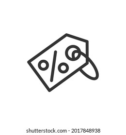 Discount minimal line icon. Web stroke symbol design. Discount sign isolated on a white background. Premium line icon.