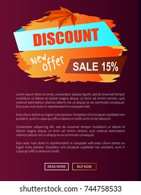Discount new offer autumn sale 15% off advertising label with maple leaf on web banner with purple background vector illustration read more buy now