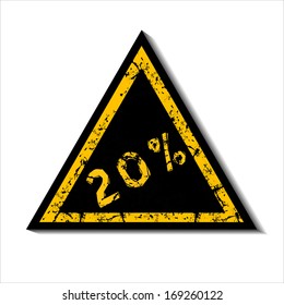 Discount notification designed in black and yellow. Business illustration on white background 