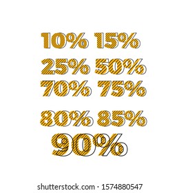 Discount number design asset. Isometric number, outline text. Element design for promotion ads