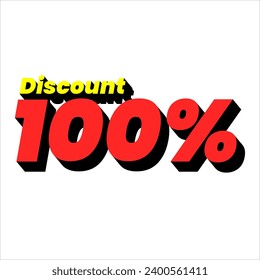 Discount numbers in the form of percent signs with red and yellow colors isolated on a white background, ranging from 1% to 100% discounts. very suitable for use in advertising media promotion designs