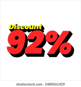 Discount numbers in the form of percent signs with red and yellow colors isolated on a white background, ranging from 1% to 100% discounts. very suitable for use in advertising media promotion designs