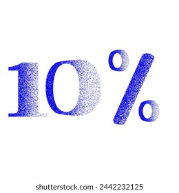 Discount numbers with noise effect vector. Sales percentage figures set with noise effect isolated on white background. 10 percent discount..