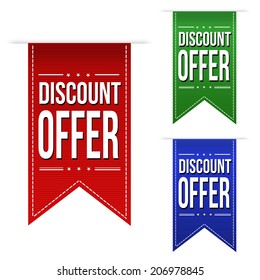 Discount offer banner design set over a white background, vector illustration
