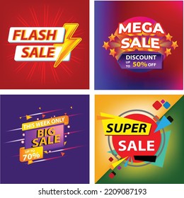 Discount offer banners. Best deal Flash Hot Mega Big sale Black Friday special offer  Promotion discount banner templates design. Buy offer sticker Super deal set Vector illustrator