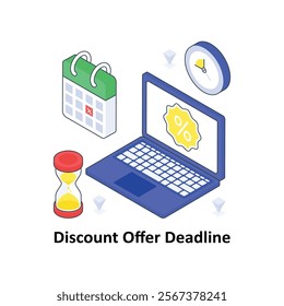 Discount Offer Deadline isometric Colored illustration. EPS File stock illustration