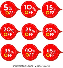 Discount Offer Design |5% 10% 15% 20% 25% 30% 35% 40% 45%