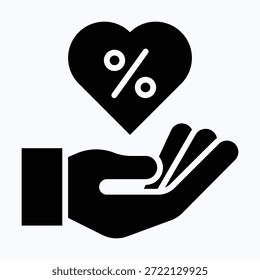 Discount Offer Hand Isolated Vector Black Solid Style Icon