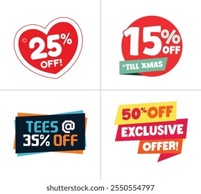 Discount offer label, badge, sticker for sales, Valentine's Day, Christmas