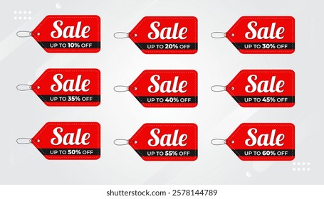 Discount offer label tag,Collection of red sales labe,Flat design sale tag collection,Colorful sales label collection.