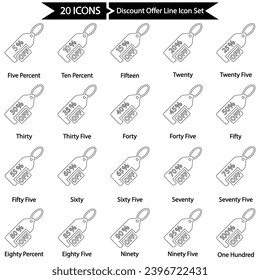 Discount Offer Line Icon Set, Vector graphics