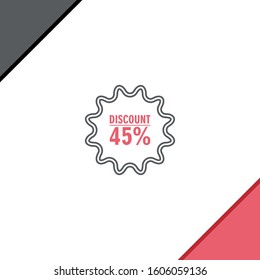 Discount offer price label, sale promo marketing, 45% off discount sticker, ad offer on shopping day