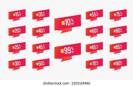 Discount offer price label set, Red price tag for online stores