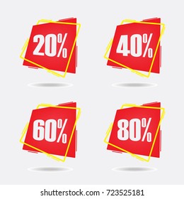 Discount Offer Price Label. Discount Sticker set. Sale Red Tag Vector Illustration. 