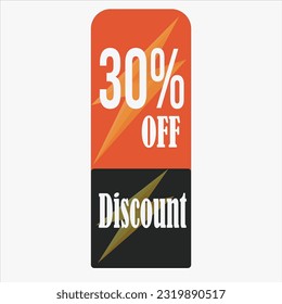 Discount offer price label, symbol for advertising campaign in retail, sale promo marketing, 30% off discount sticker, ad offer on shopping day