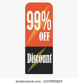 Discount offer price label, symbol for advertising campaign in retail, sale promo marketing, 99% off discount sticker, ad offer on shopping day