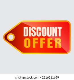 Discount offer, Red ribbon discount sale banner. Price tags vector isolated white background