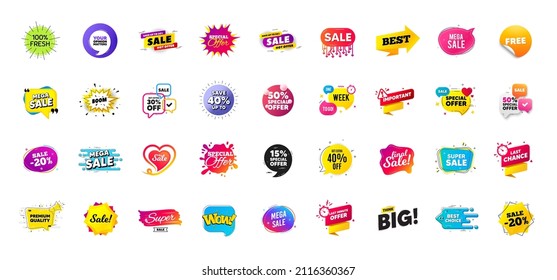 Discount offer tag banners. Price deal sale stickers. Black friday special offer tags. Sale bubble coupon. Promotion discount banner templates design. Promo offer sticker. Flash deal badges. Vector