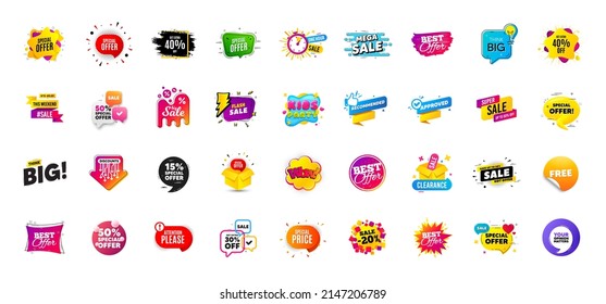 Discount offer tag banners. Price deal sale stickers. Black friday special offer tags. Sale bubble coupon. Promotion discount banner templates design. Promo offer sticker. Flash deal badges. Vector