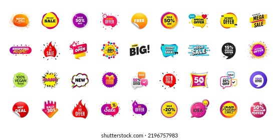 Discount offer tag banners. Price deal sale stickers. Black friday special offer tags. Sale bubble coupon. Promotion discount banner templates design. Promo offer sticker. Flash deal badges. Vector