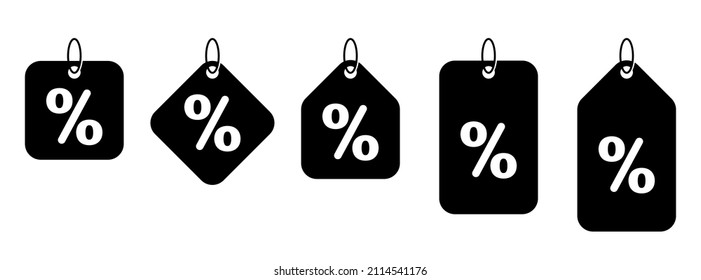 Discount offer tag icon. Set os shopping tags icons. Conceptual business icons. Percentage icon. Vector illustration