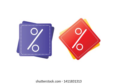 Discount offer tag icon. Shopping coupon symbol. Sale label tag with percentage sign. Black friday discount banner or coupon. Vector shopping label