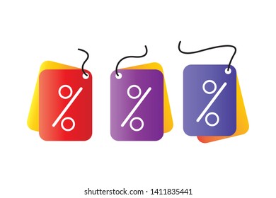 Discount offer tag icon. Shopping coupon symbol. Sale label tag with percentage sign. Black friday discount banner or coupon. Vector shopping label