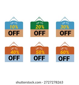 Descuento Oferta Etiquetas Vector Set Hasta 10 a 60 por ciento de descuento Etiquetas de venta diseño vectorial