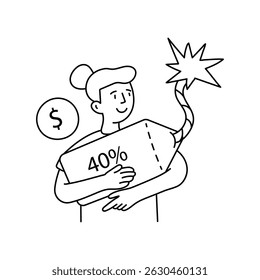 Desconto: ilustrações de contorno de vetor da oferta. Arquivo EPS 10
