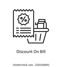 Discount on Bill Vector Outline Icon Design illustration. Shopping and E-Commerce Symbol on White background EPS 10 File